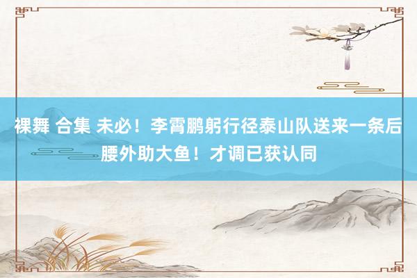 裸舞 合集 未必！李霄鹏躬行径泰山队送来一条后腰外助大鱼！才调已获认同
