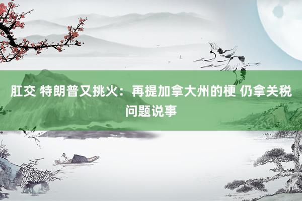 肛交 特朗普又挑火：再提加拿大州的梗 仍拿关税问题说事