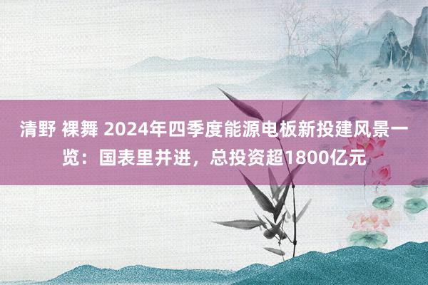 清野 裸舞 2024年四季度能源电板新投建风景一览：国表里并进，总投资超1800亿元