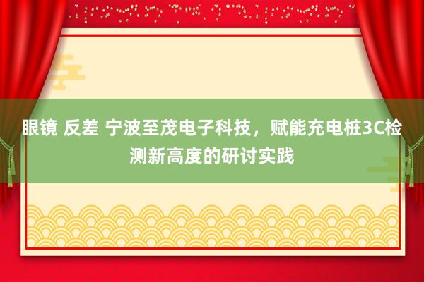 眼镜 反差 宁波至茂电子科技，赋能充电桩3C检测新高度的研讨实践