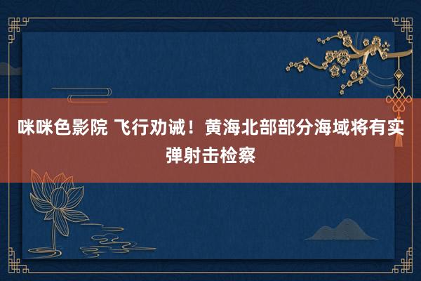 咪咪色影院 飞行劝诫！黄海北部部分海域将有实弹射击检察