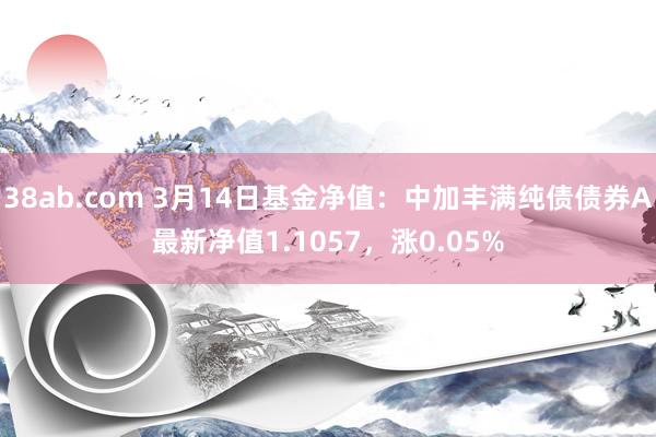 38ab.com 3月14日基金净值：中加丰满纯债债券A最新净值1.1057，涨0.05%