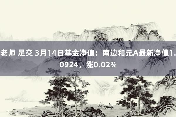 老师 足交 3月14日基金净值：南边和元A最新净值1.0924，涨0.02%