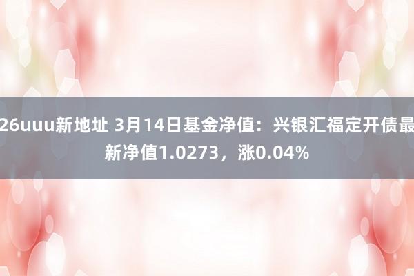 26uuu新地址 3月14日基金净值：兴银汇福定开债最新净值1.0273，涨0.04%