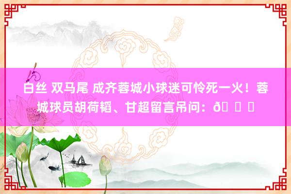 白丝 双马尾 成齐蓉城小球迷可怜死一火！蓉城球员胡荷韬、甘超留言吊问：🙏