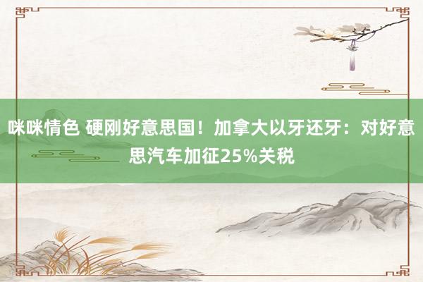 咪咪情色 硬刚好意思国！加拿大以牙还牙：对好意思汽车加征25%关税