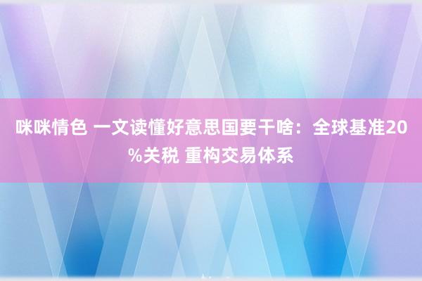 咪咪情色 一文读懂好意思国要干啥：全球基准20%关税 重构交易体系