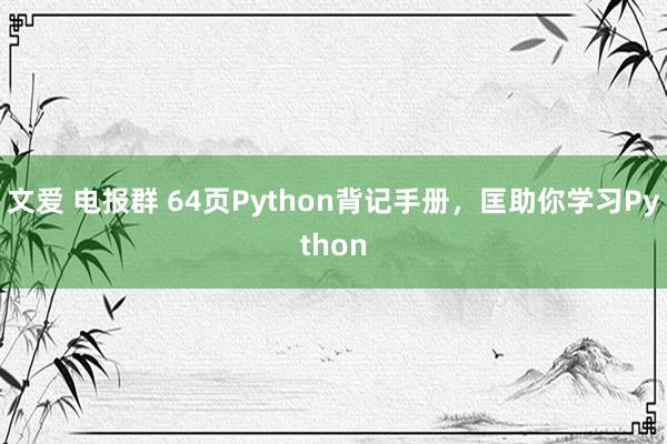文爱 电报群 64页Python背记手册，匡助你学习Python