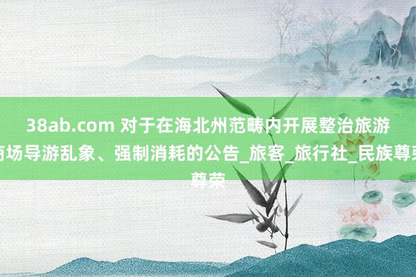 38ab.com 对于在海北州范畴内开展整治旅游商场导游乱象、强制消耗的公告_旅客_旅行社_民族尊荣