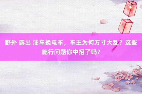 野外 露出 油车换电车，车主为何方寸大乱？这些施行问题你中招了吗？