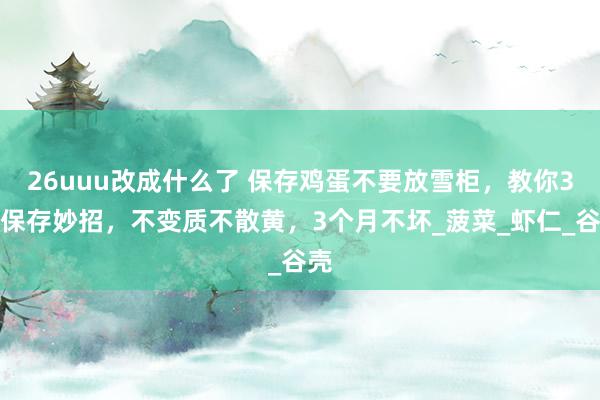 26uuu改成什么了 保存鸡蛋不要放雪柜，教你3个保存妙招，不变质不散黄，3个月不坏_菠菜_虾仁_谷壳