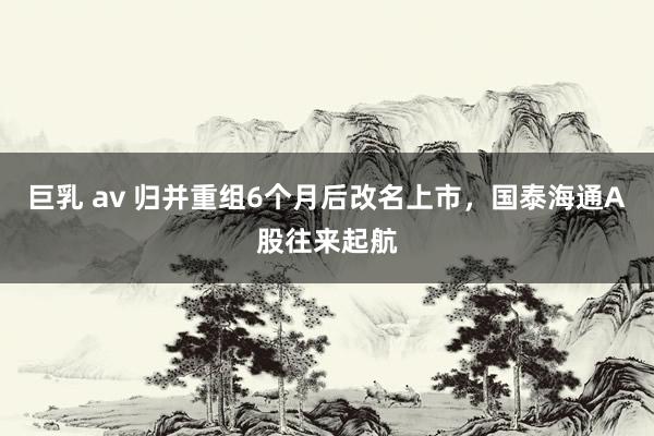 巨乳 av 归并重组6个月后改名上市，国泰海通A股往来起航