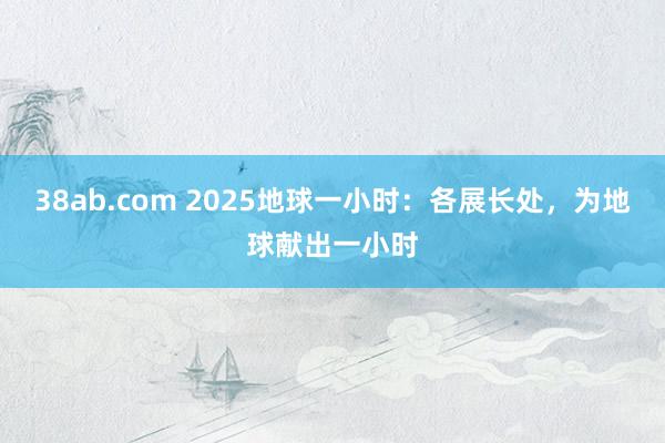 38ab.com 2025地球一小时：各展长处，为地球献出一小时