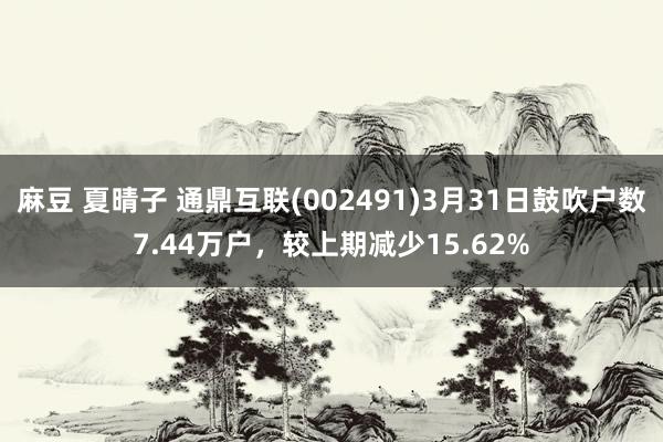 麻豆 夏晴子 通鼎互联(002491)3月31日鼓吹户数7.44万户，较上期减少15.62%
